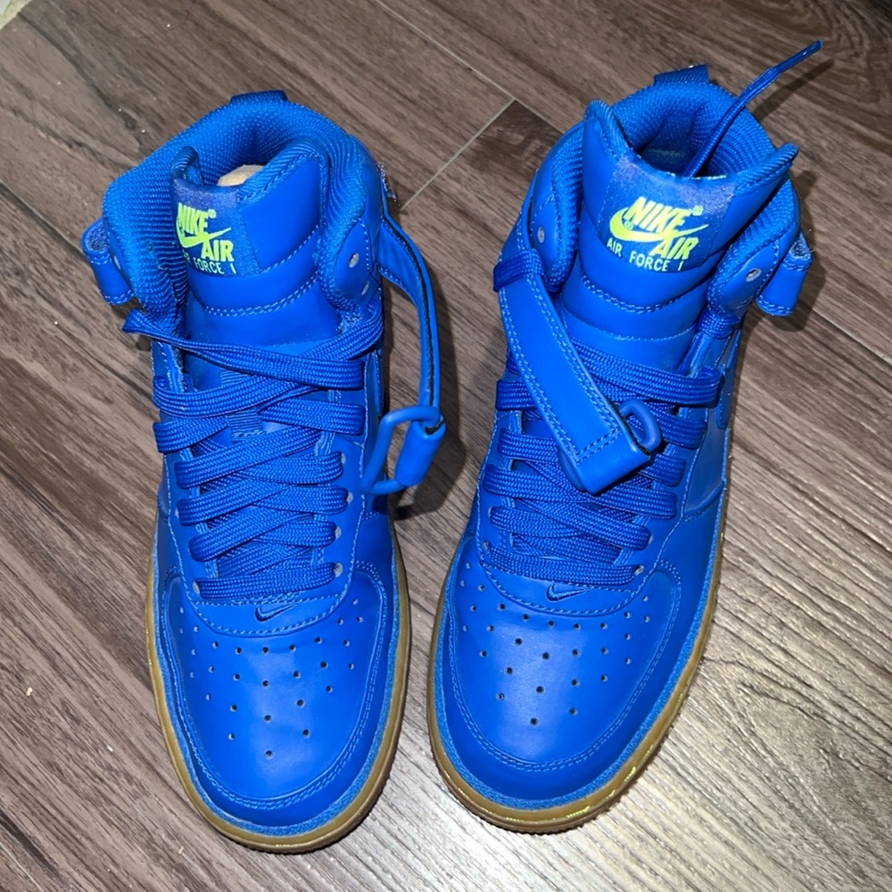 Blue Nike Air Force ones